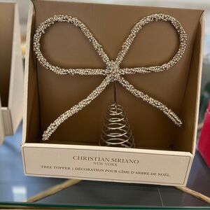 New Silver Christian Soriano Small Bow Tree Topper
